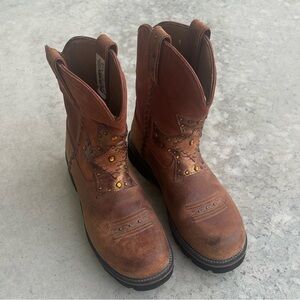 Ariat Brown Studded Cross Leather Cowboy Boots